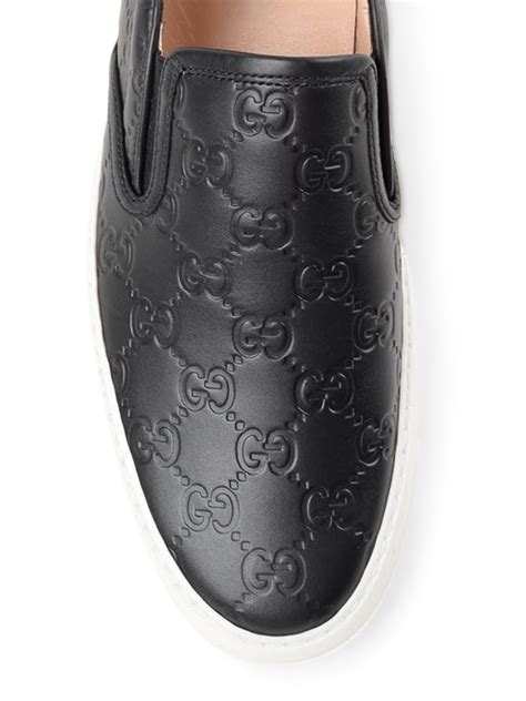 gucci slip on leather sneaker|gucci denim slip on.